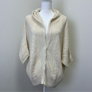 Free People Ivory Hooded Loose-Fit Cardigan Size S Boho